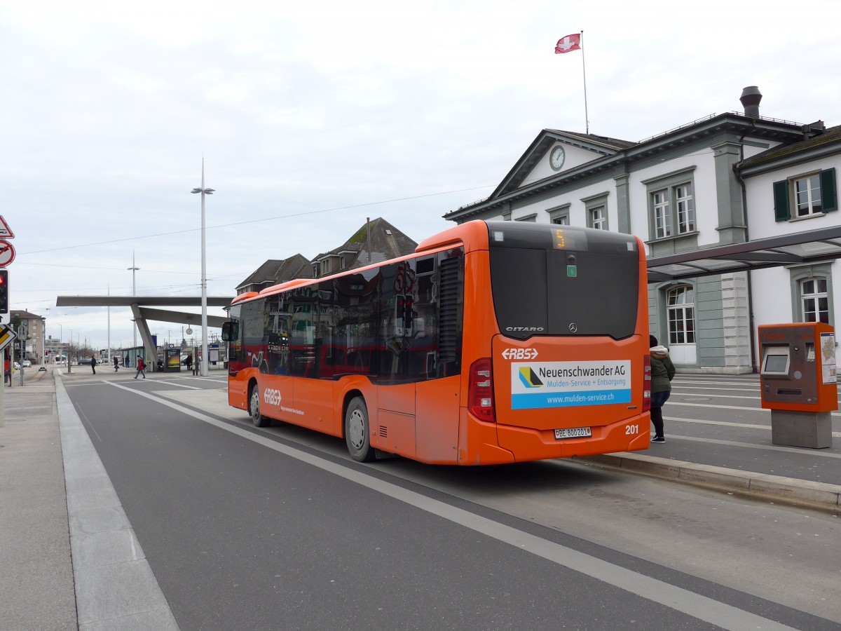 (148'671) - RBS Worblaufen - Nr. 201/BE 800'201 - Mercedes am 26. Januar 2014 beim Hauptbahnhof Solothurn