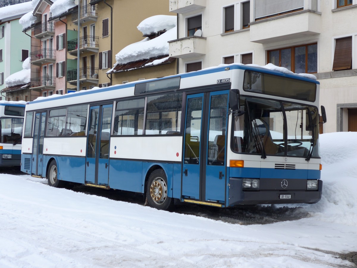 (148'789) - Meyer, Gschenen - UR 9346 - Mercedes (ex Gut, Binz Nr. 19) am 9. Februar 2014 beim Bahnhof Airolo