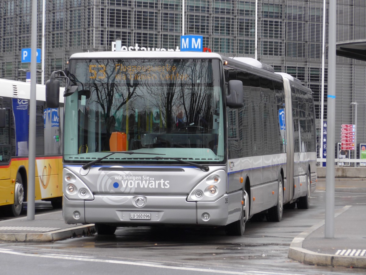 (148'914) - AAGR Rothenburg - Nr. 35/LU 160'096 - Irisbus am 16. Februar 2014 beim Bahnhof Luzern
