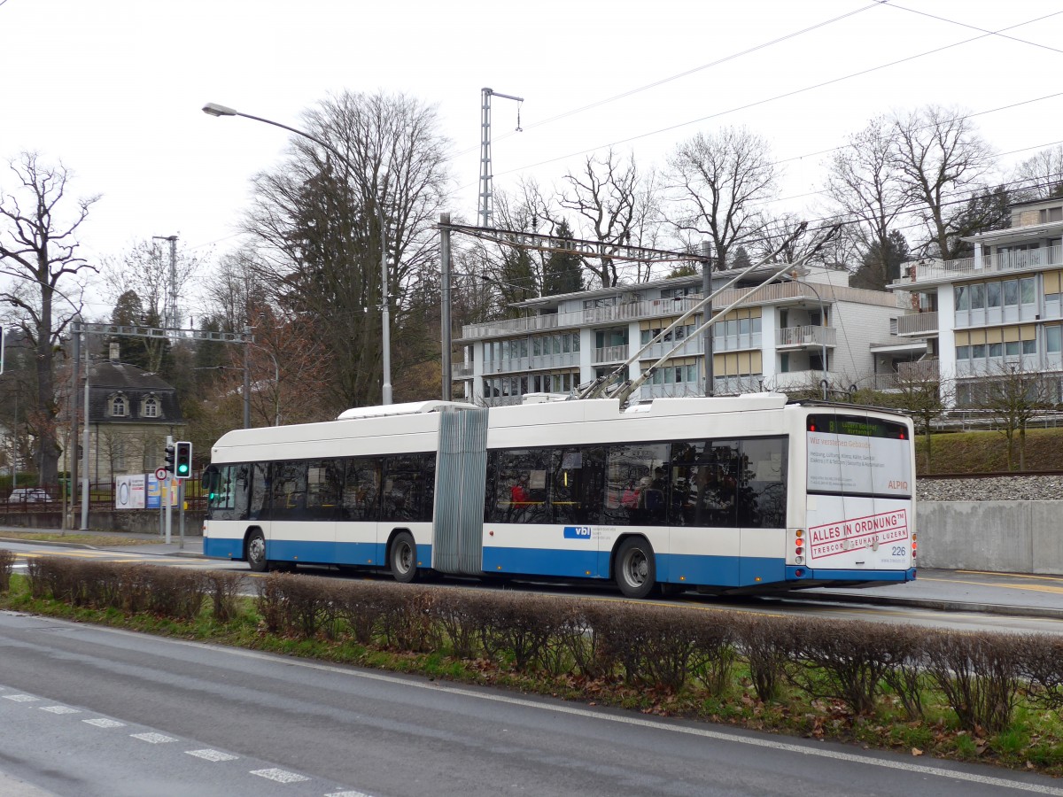 (148'937) - VBL Luzern - Nr. 226 - Hess/Hess Gelenktrolleybus am 16. Februar 2014 in Luzern, Verkehrshaus
