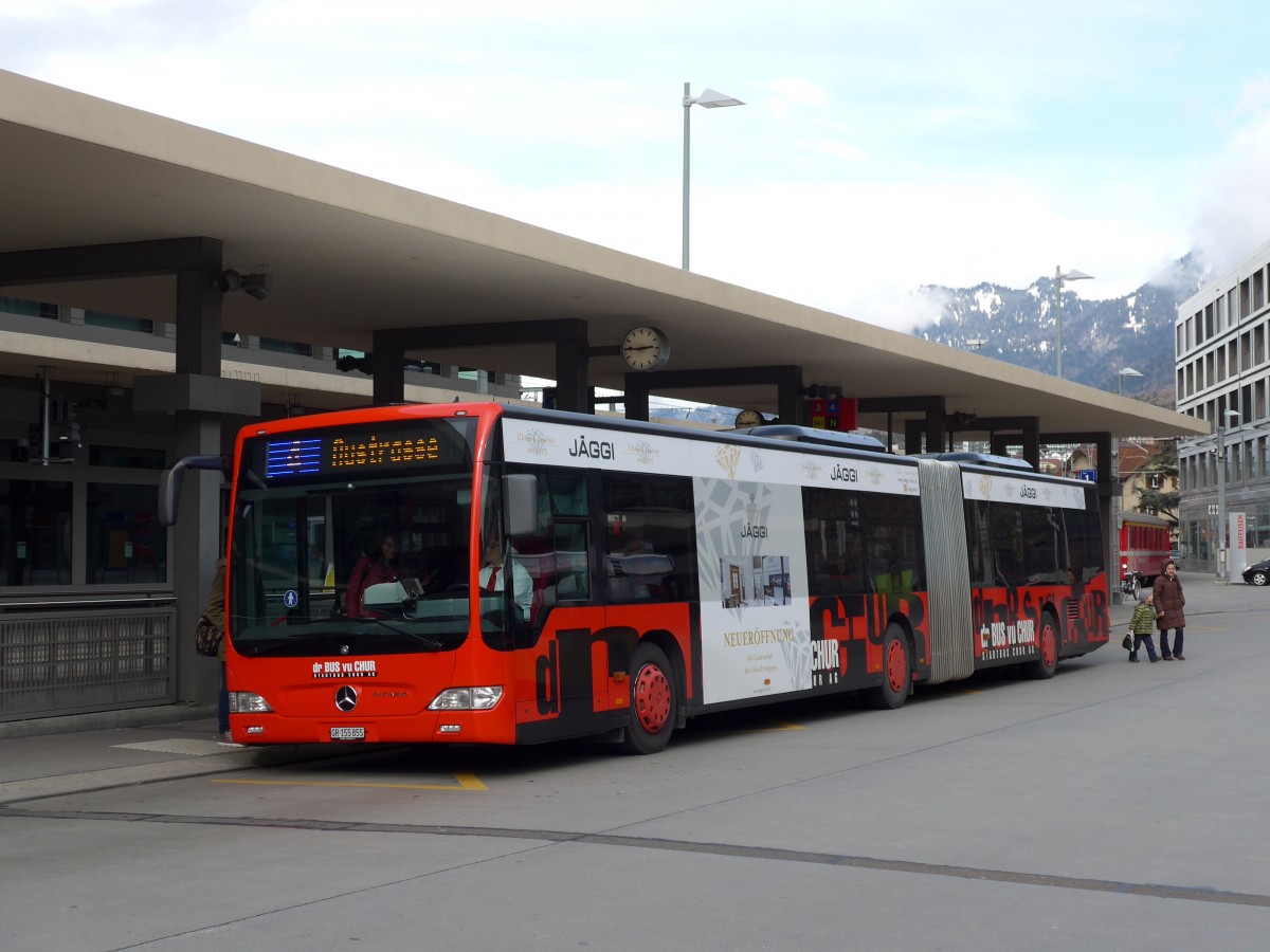 (149'158) - SBC Chur - Nr. 55/GR 155'855 - Mercedes am 1. Mrz 2014 beim Bahnhof Chur