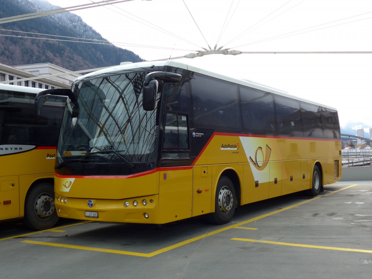 (149'161) - AutoPostale Ticino - TI 237'665 - Temsa am 1. Mrz 2014 in Chur, Postautostation