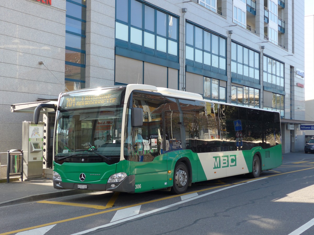 (149'241) - MBC Morges - Nr. 306/VD 557'408 - Mercedes am 9. Mrz 2014 beim Bahnhof Morges
