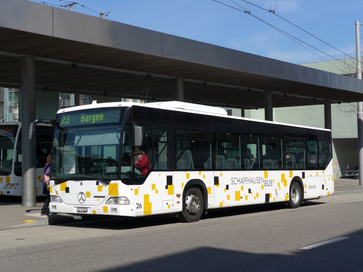 (149'434) - SB Schaffhausen - Nr. 26/SH 54'326 - Mercedes (ex Nr. 11) am 29. Mrz 2014 beim Bahnhof Schaffhausen