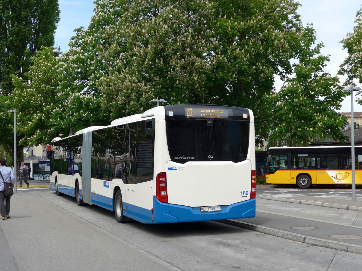 (150'600) - VBL Luzern - Nr. 169/LU 175'074 - Mercedes am 10. Mai 2014 beim Bahnhof Luzern