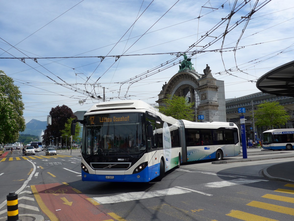 (150'627) - VBL Luzern - Nr. 162/LU 15'072 - Volvo am 10. Mai 2014 beim Bahnhof Luzern
