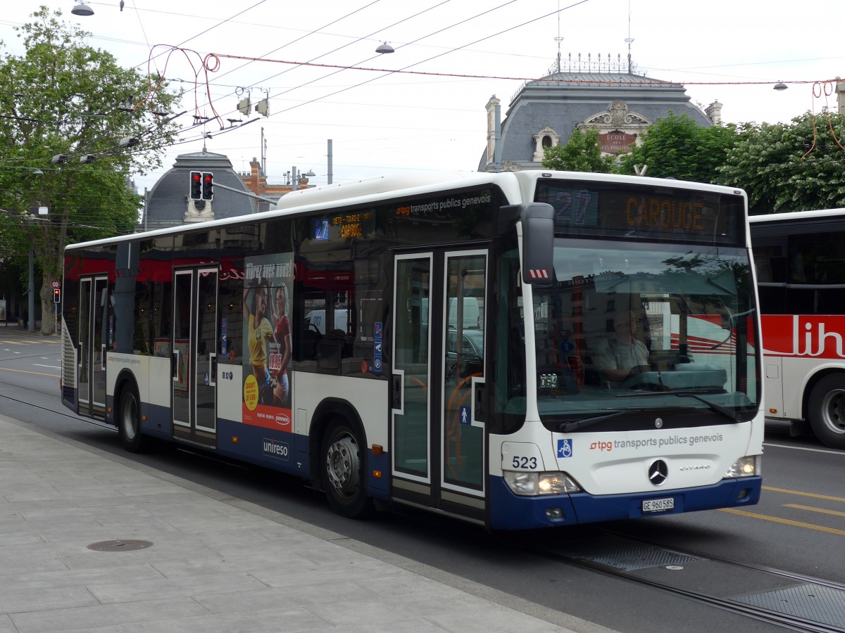 (150'795) - TPG Genve - Nr. 523/GE 960'585 - Mercedes am 26. Mai 2014 in Genve, Place des Vingt-Deux-Cantons