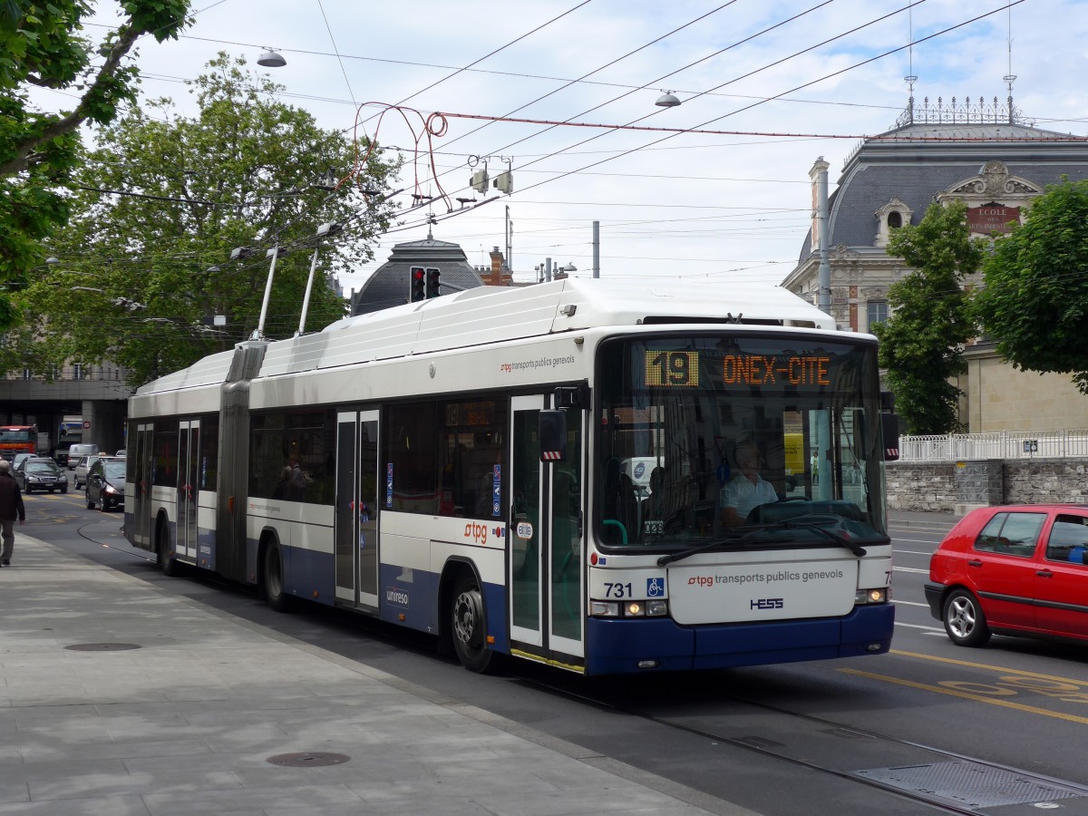 (150'878) - TPG Genve - Nr. 731 - Hess/Hess Gelenktrolleybus am 26. Mai 2014 in Genve, Place des Vingt-Deux-Cantons