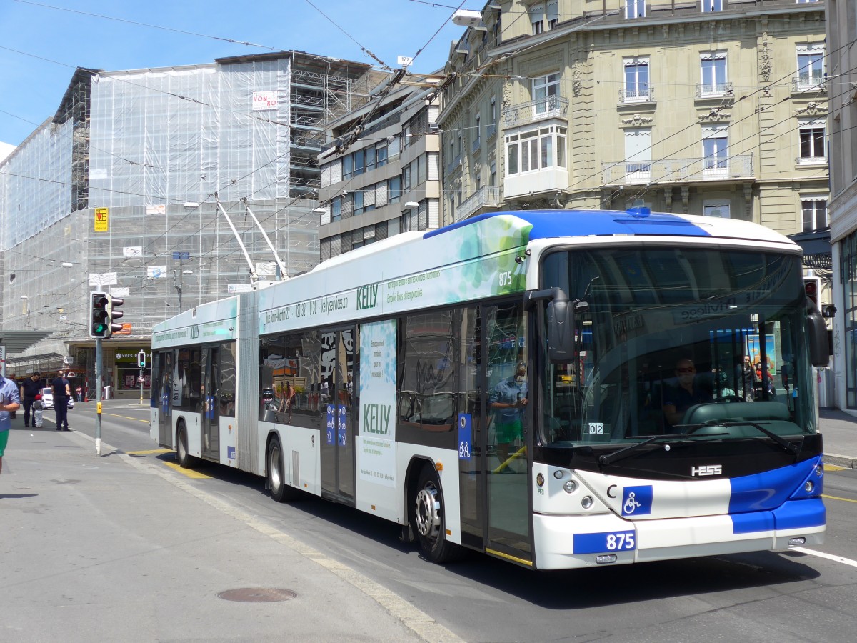 (151'191) - TL Lausanne - Nr. 875 - Hess/Hess Gelenktrolleybus am 1. Juni 2014 in Lausanne, Bel-Air