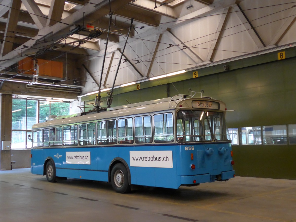 (151'209) - TL Lausanne (Rtrobus) - Nr. 656 - FBW/Eggli Trolleybus am 1. Juni 2014 in Lausanne, Dpt Borde