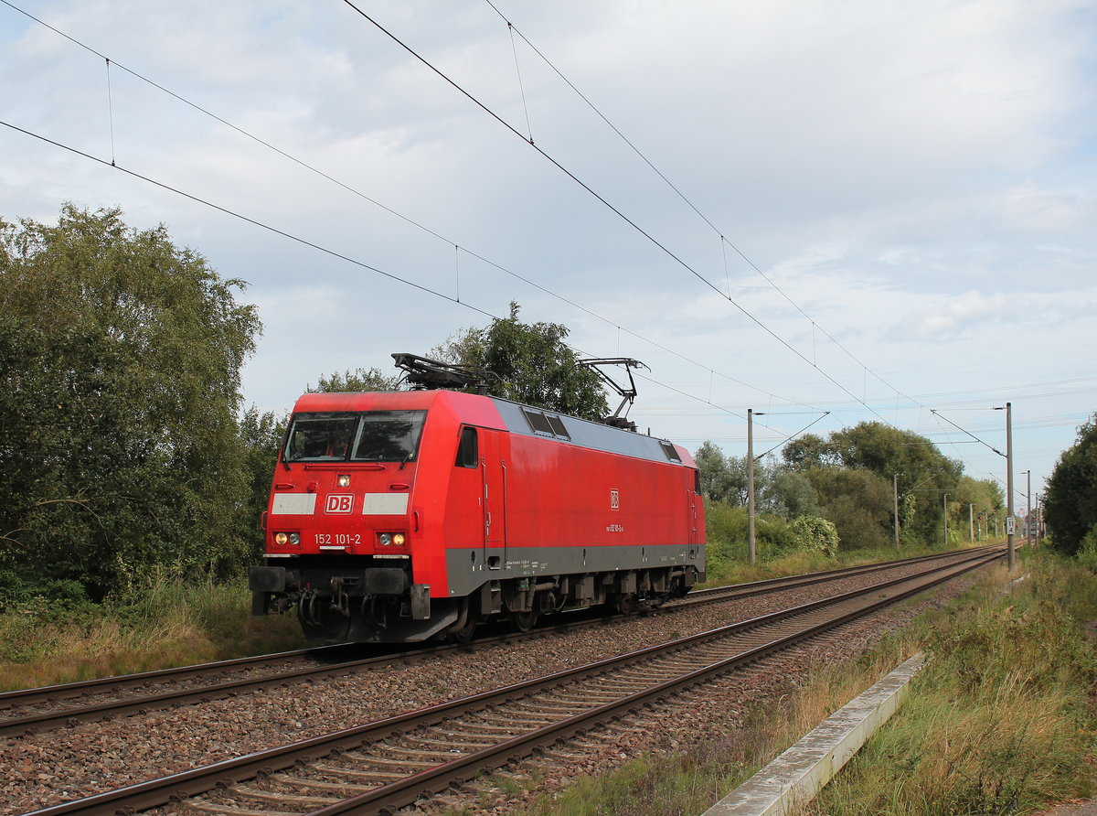 152 101-2 als Lokzug am 2. September 2016 bei Hamburg-Moorburg.