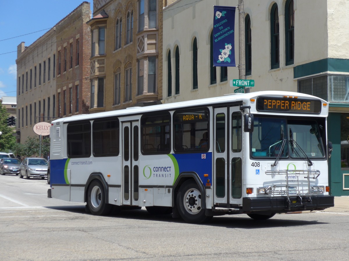 (152'485) - Connect Transit, Bloomington - Nr. 408/M 142'790 - Gillig am 10. Juli 2014 in Bloomington, Front Street