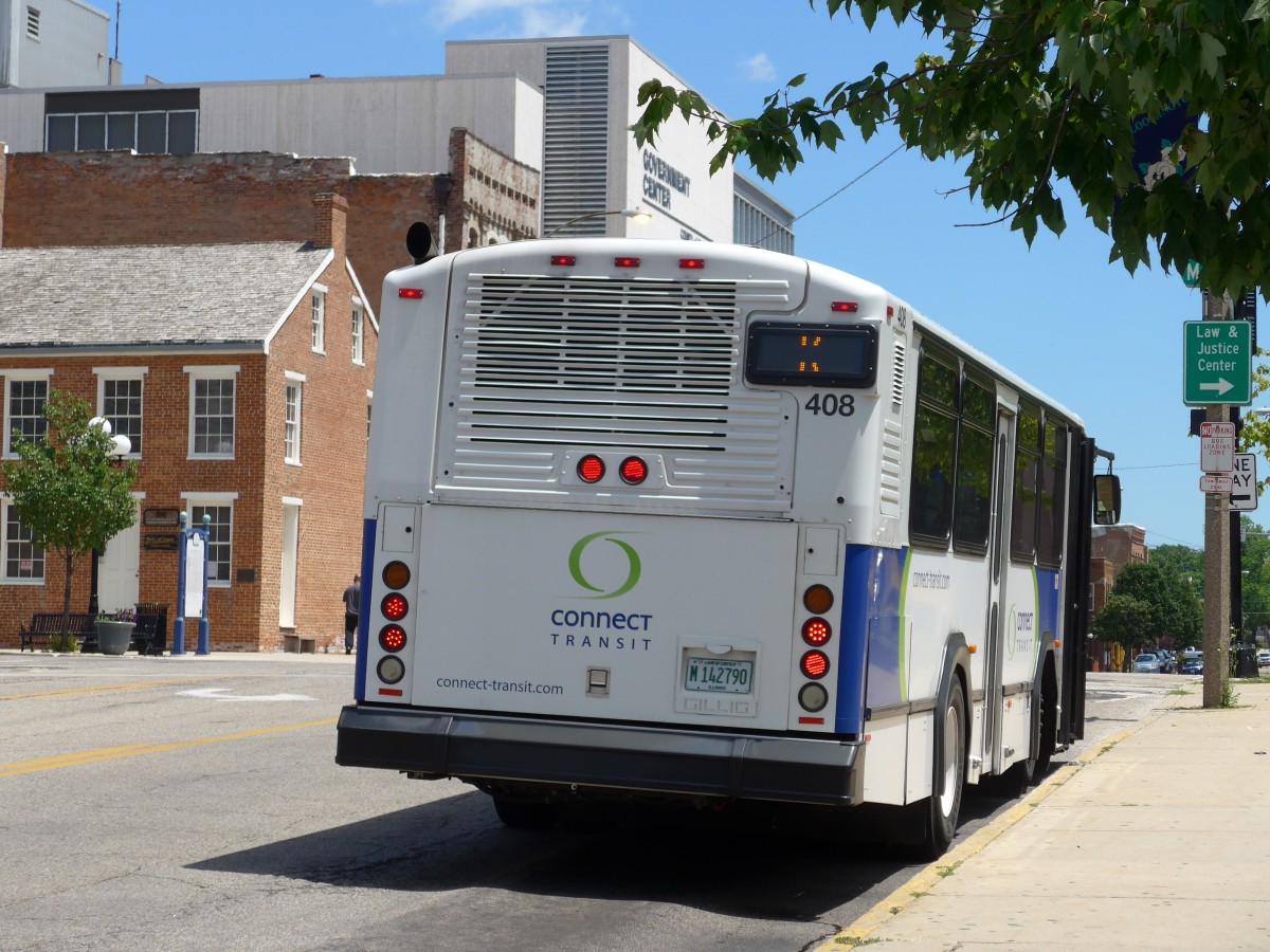 (152'486) - Connect Transit, Bloomington - Nr. 408/M 142'790 - Gillig am 10. Juli 2014 in Bloomington, Front Street