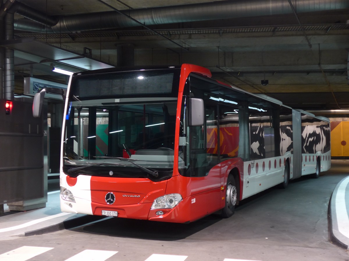 (153'470) - TPF Fribourg - Nr. 118/FR 300'378 - Mercedes am 23. Juli 2014 in Fribourg, Busbahnhof