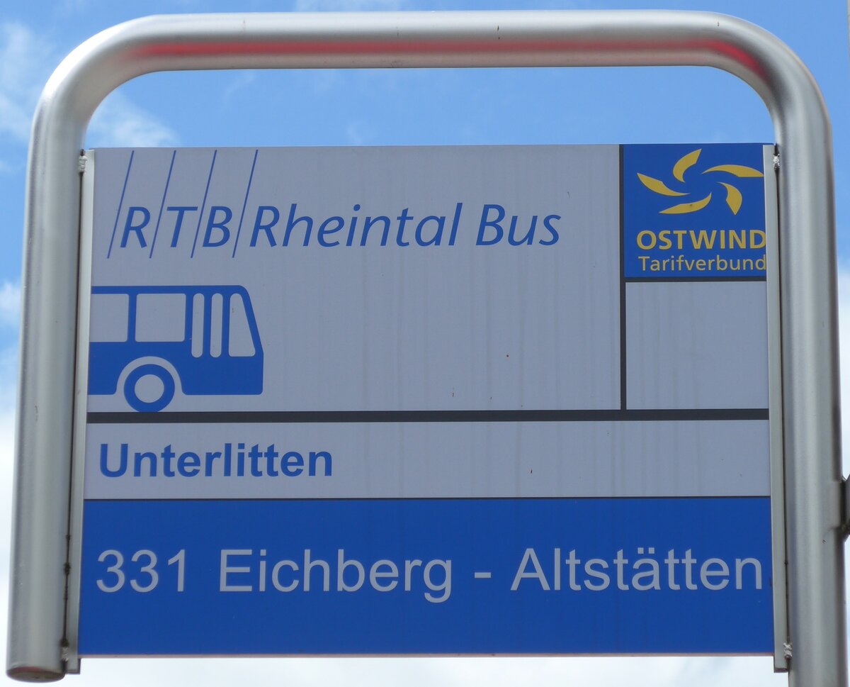 (153'761) - RTB-Haltestellenschild - Altsttten, Unterlitten - am 16. August 2014