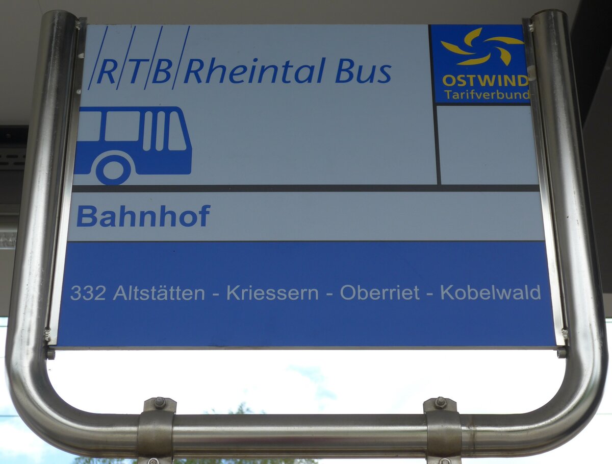 (153'898) - RTB-Haltestellenschild - Altsttten, Bahnhof - am 16. August 2014
