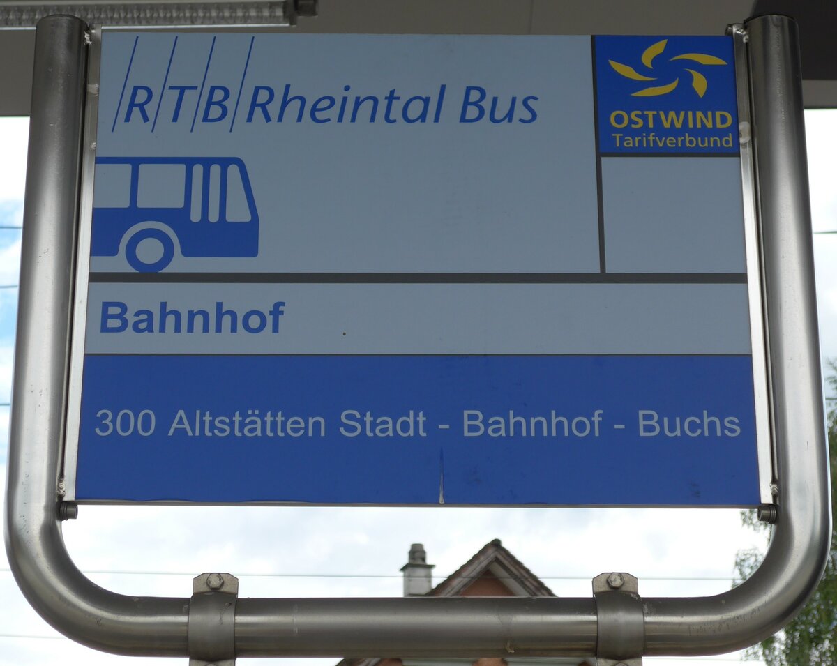 (153'899) - RTB-Haltestellenschild - Altsttten, Bahnhof - am 16. August 2014