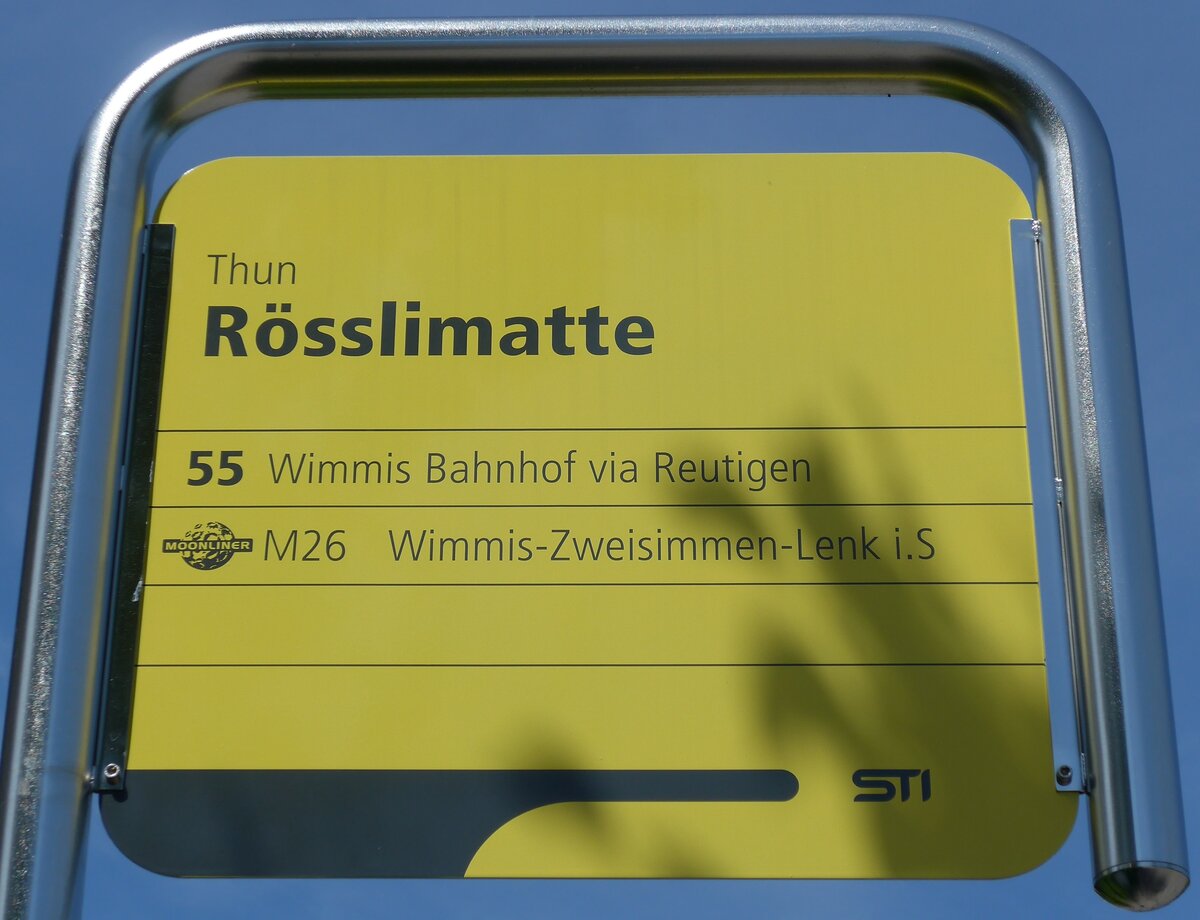 (153'956) - STI-Haltestellenschild - Thun, Rsslimatte - am 17. August 2014