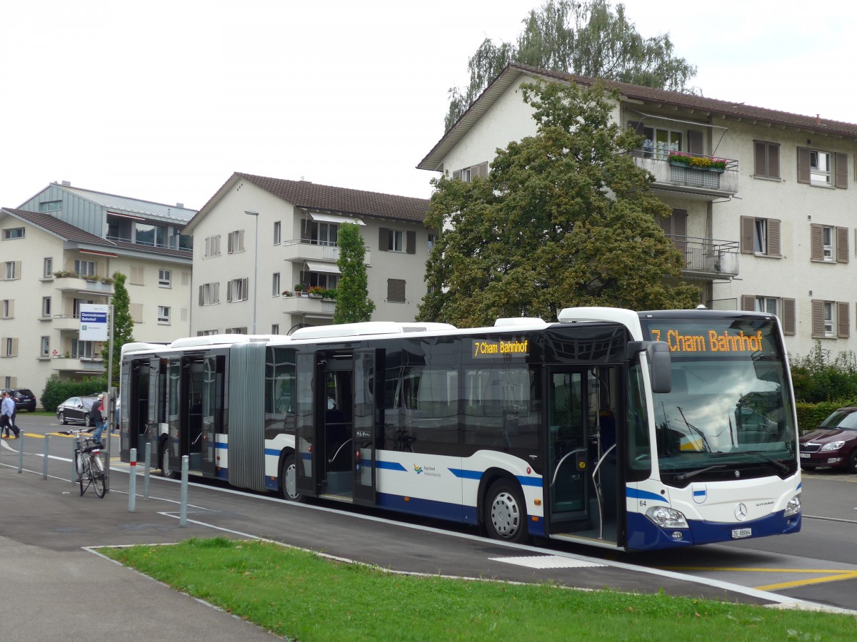 (154'084) - ZVB Zug - Nr. 64/ZG 88'064 - Mercedes am 19. August 2014 in Zug, Dammstrasse/Bahnhof