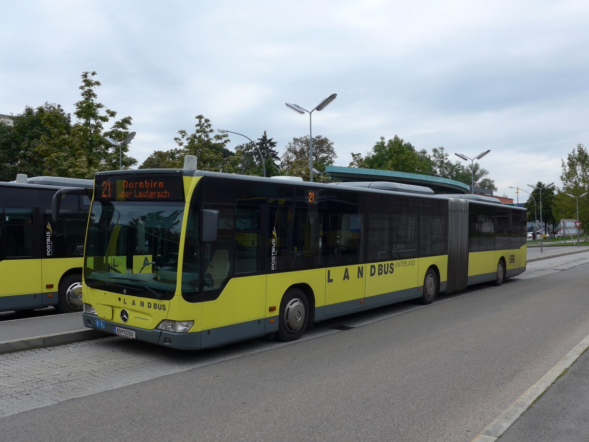(154'235) - Landbus Unterland, Dornbirn - BD 13'260 - Mercedes am 20. August 2014 beim Bahnhof Bregenz