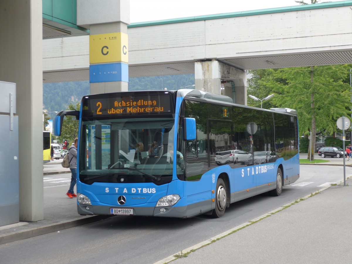 (154'262) - Stadtbus, Bregenz - BD 13'997 - Mercedes am 20. August 2014 beim Bahnhof Bregenz