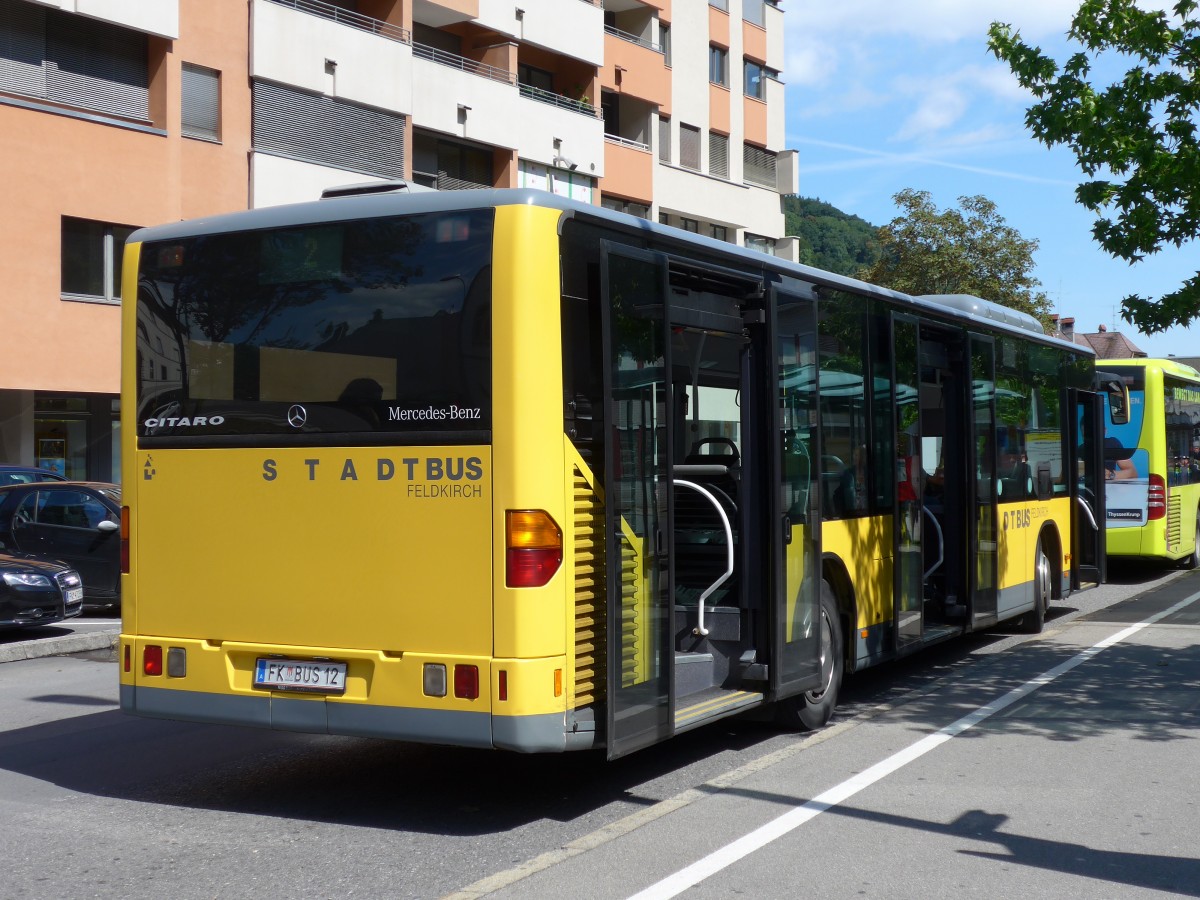 (154'296) - Stadtbus, Feldkirch - FK BUS 12 - Mercedes am 21. August 2014 beim Bahnhof Feldkirch