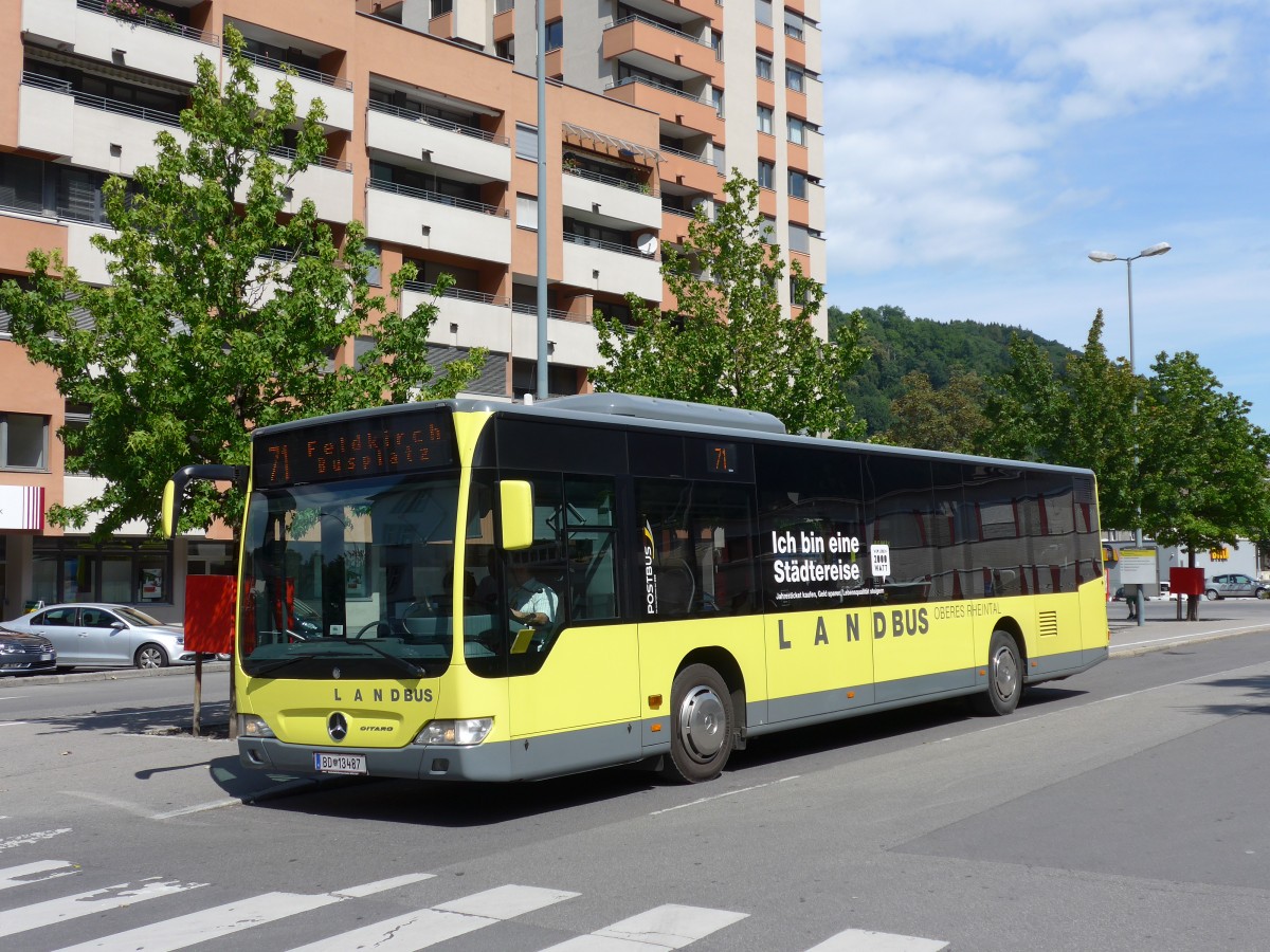 (154'316) - Landbus Oberes Rheintal, Feldkirch - BD 13'487 - Mercedes am 21. August 2014 beim Bahnhof Feldkirch
