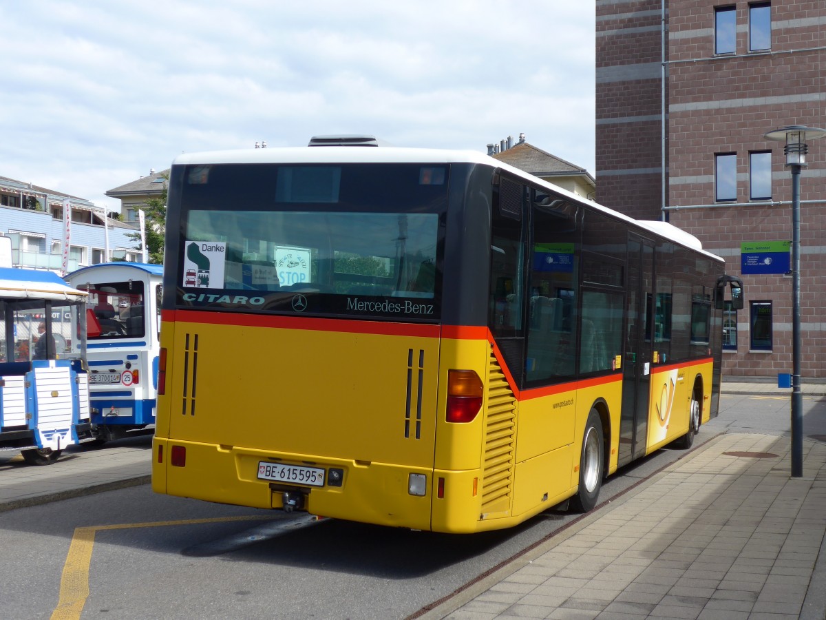 (154'417) - PostAuto Bern - BE 615'595 - Mercedes (ex Nr. 532; ex P 25'235) am 24. August 2014 beim Bahnhof Spiez