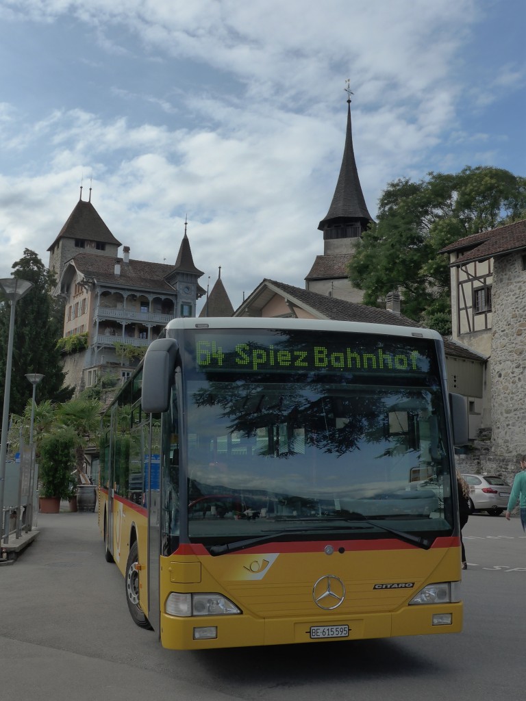 (154'441) - PostAuto Bern - BE 615'595 - Mercedes (ex Nr. 532; ex P 25'235) am 24. August 2014 in Spiez, Schiffstation
