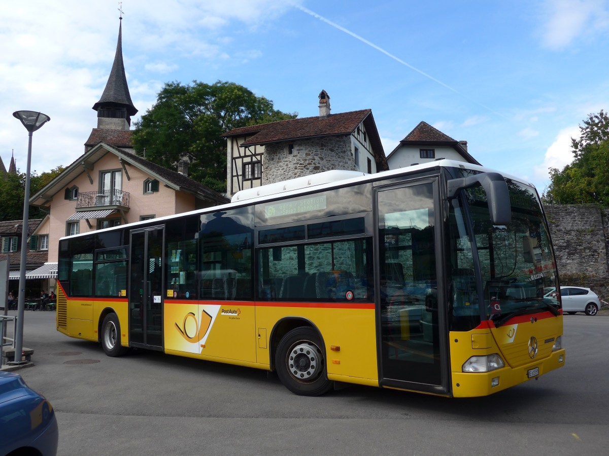 (154'443) - PostAuto Bern - BE 615'595 - Mercedes (ex Nr. 532; ex P 25'235) am 24. August 2014 in Spiez, Schiffstation