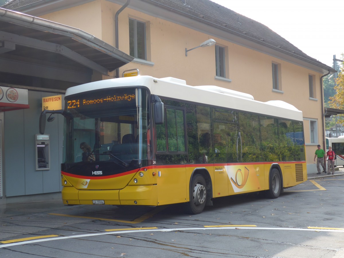 (154'644) - Amstein, Willisau - Nr. 24/LU 15'564 - Scania/Hess am 30. August 2014 beim Bahnhof Wolhusen