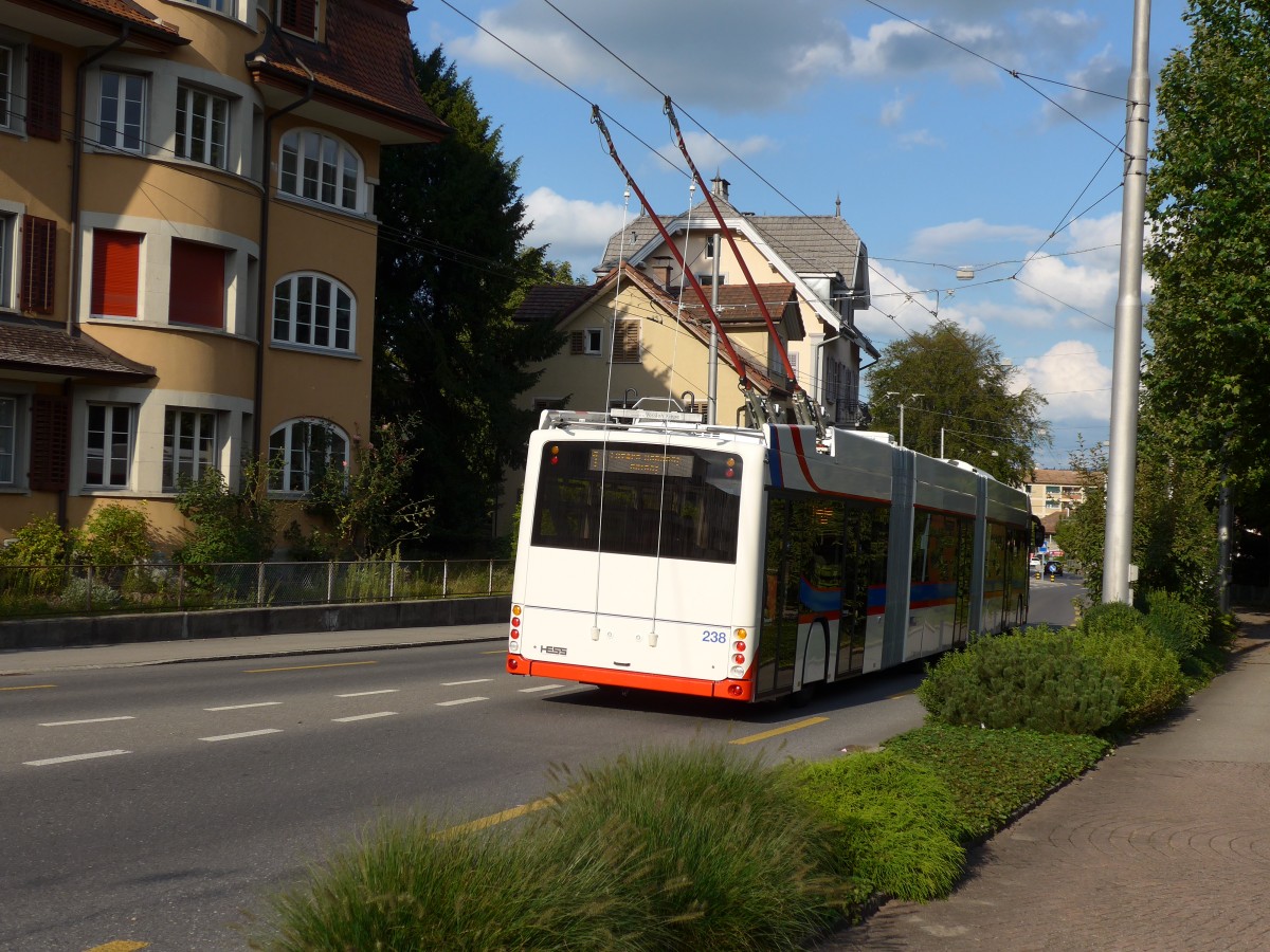 (154'655) - VBL Luzern - Nr. 238 - Hess/Hess Doppelgelenktrolleybus am 30. August 2014 in Kriens, Schachenstrasse