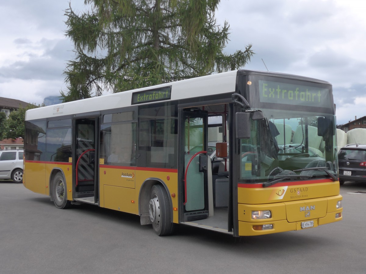 (154'739) - PostAuto Bern - BE 654'785 - MAN (ex ASKA Aeschi Nr. 5) am 31. August 2014 in Aeschi, Garage