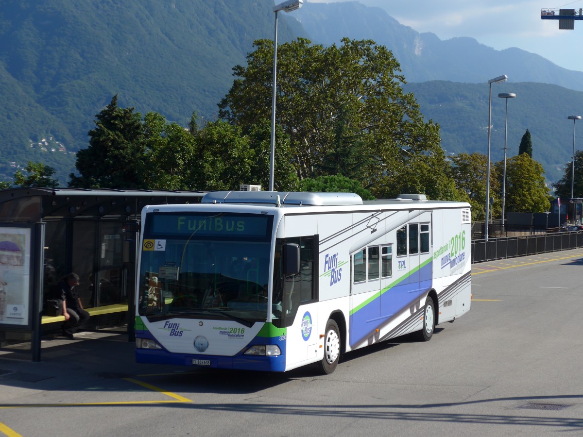 (155'233) - TPL Lugano - Nr. 320/TI 163'636 - Mercedes (ex Nr. 19) am 13. September 2014 beim Bahnhof Lugano