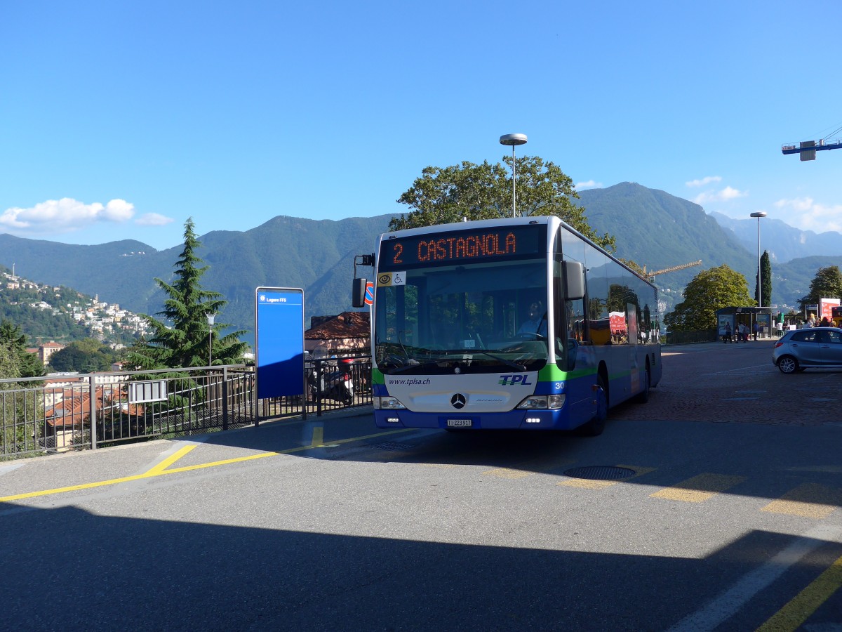 (155'243) - TPL Lugano - Nr. 304/TI 223'917 - Mercedes am 13. September 2014 beim Bahnhof Lugano