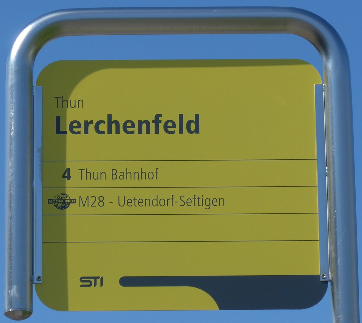 (155'267) - STI-Haltestellenschild - Thun, Lerchenfeld - am 14. September 2014