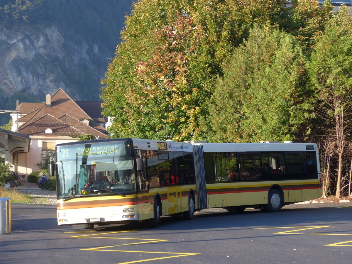 (155'359) - STI Thun - Nr. 87/BE 572'087 - MAN am 23. September 2014 beim Bahnhof Interlaken West