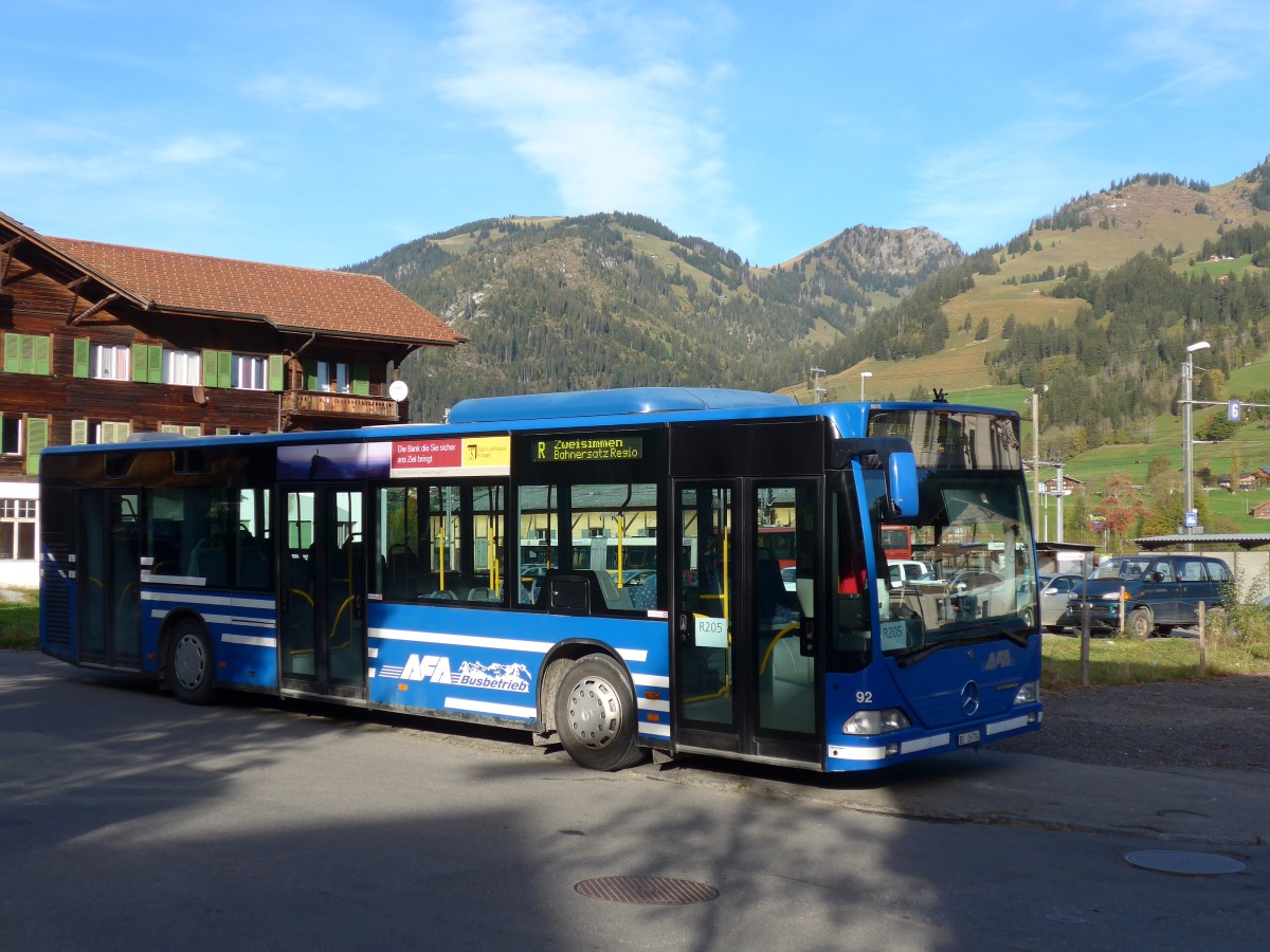 (155'877) - AFA Adelboden - Nr. 92/BE 26'704 - Mercedes (ex Nr. 4) am 19. Oktober 2014 beim Bahnhof Zweisimmen