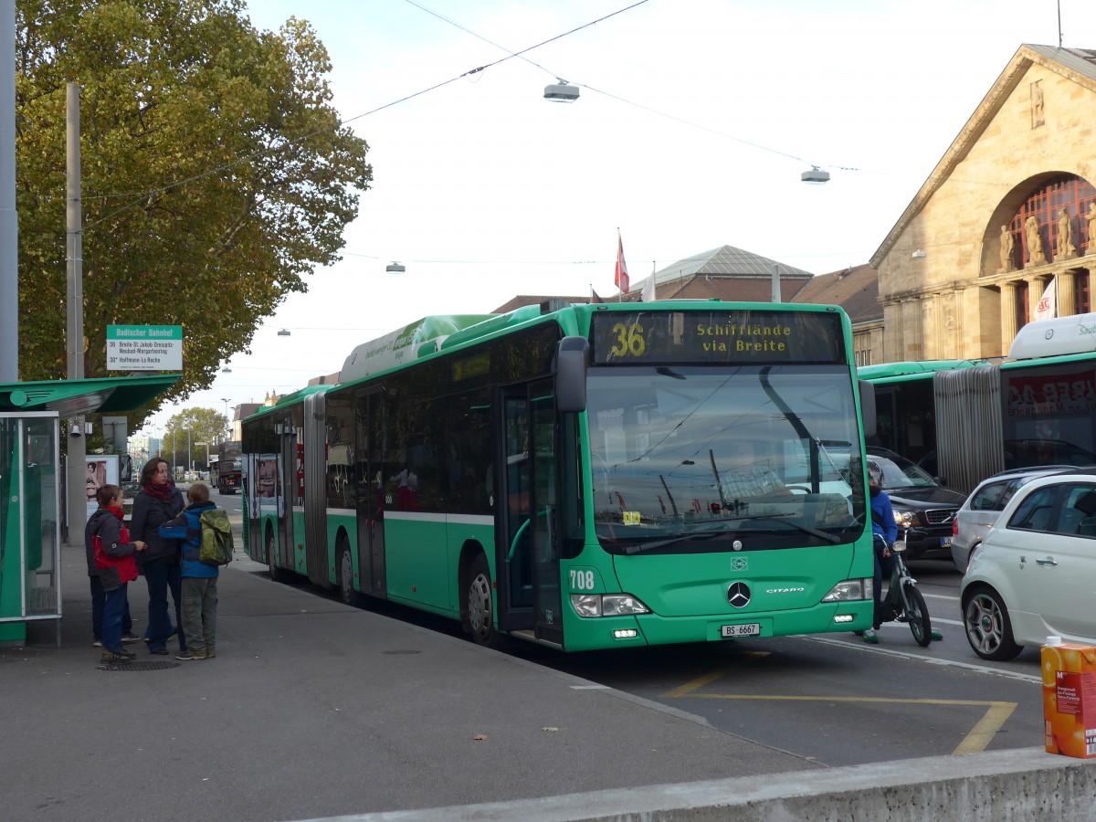 (156'174) - BVB Basel - Nr. 708/BS 6667 - Mercedes am 27. Oktober 2014 in Basel, Badischer Bahnhof