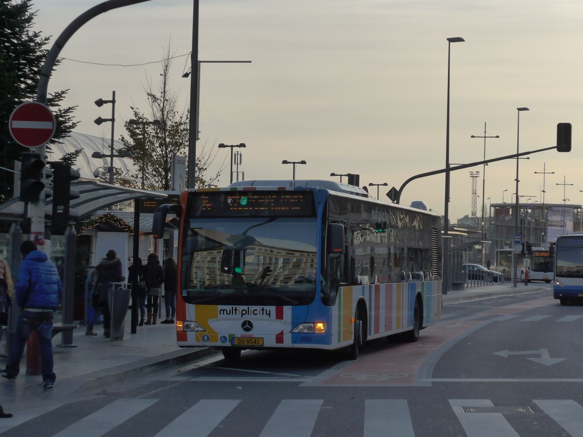 (157'386) - AVL Luxembourg - Nr. 290/DU 9541 - Mercedes am 22. November 2014 beim Bahnhof Luxembourg