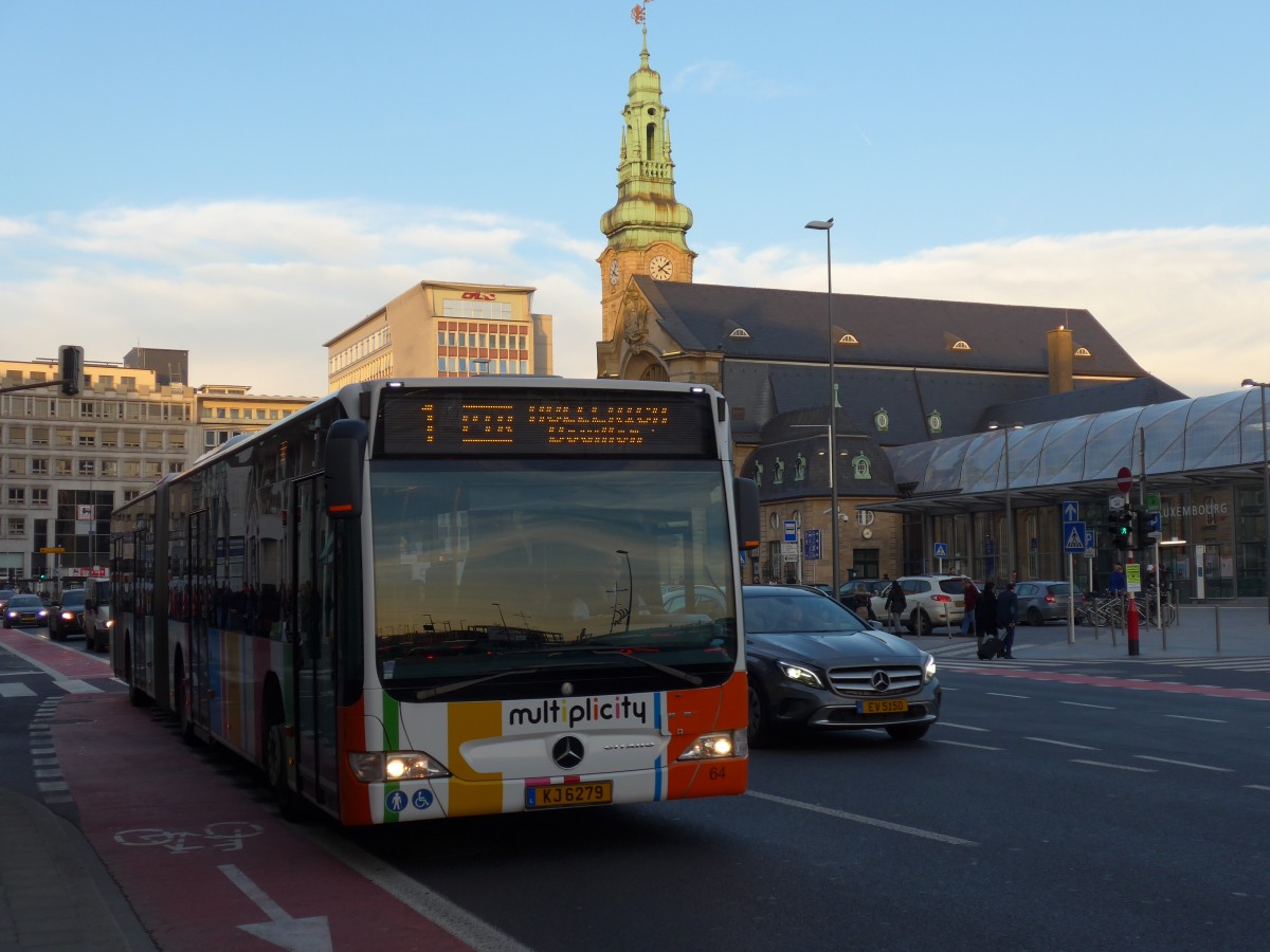 (157'435) - AVL Luxembourg - Nr. 64/KJ 6279 - Mercedes am 22. November 2014 beim Bahnhof Luxembourg