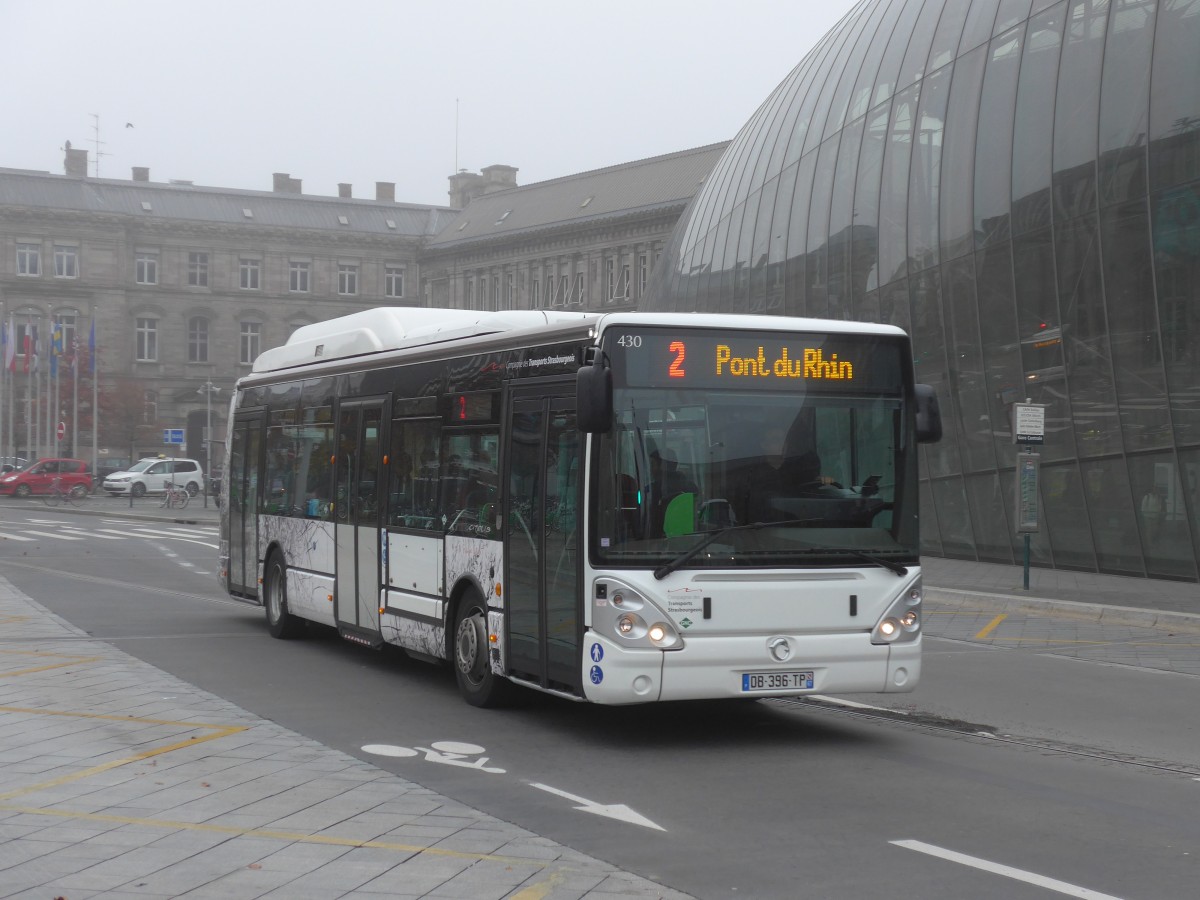 (157'464) - CTS Strasbourg - Nr. 430/DB 396 TP - Irisbus am 23. November 2014 beim Hauptbahnhof Strasbourg