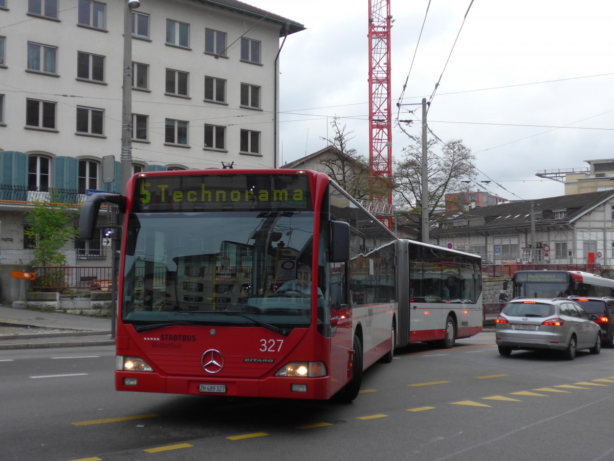 (157'627) - SW Winterthur - Nr. 327/ZH 489'327 - Mercedes am 6. Dezember 2014 beim Hauptbahnhof Winterthur