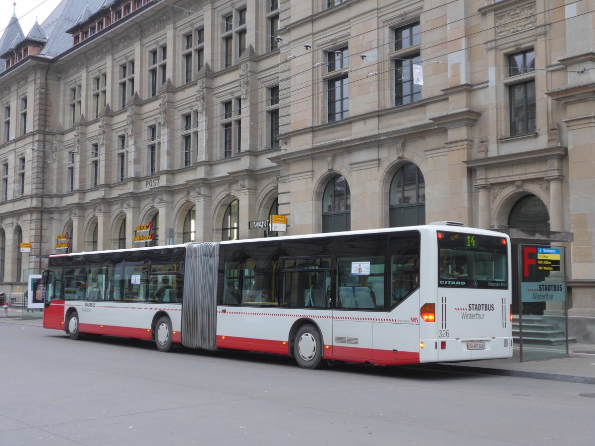 (157'676) - SW Winterthur - Nr. 326/ZH 697'326 - Mercedes am 6. Dezember 2014 beim Hauptbahnhof Winterthur