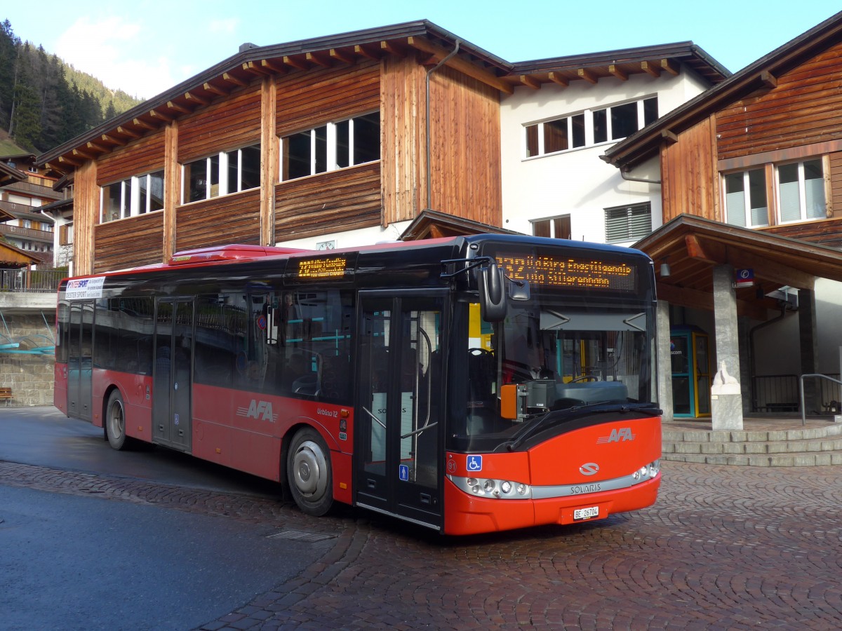 (157'850) - AFA Adelboden - Nr. 91/BE 26'704 - Solaris am 20. Dezember 2014 beim Autobahnhof Adelboden