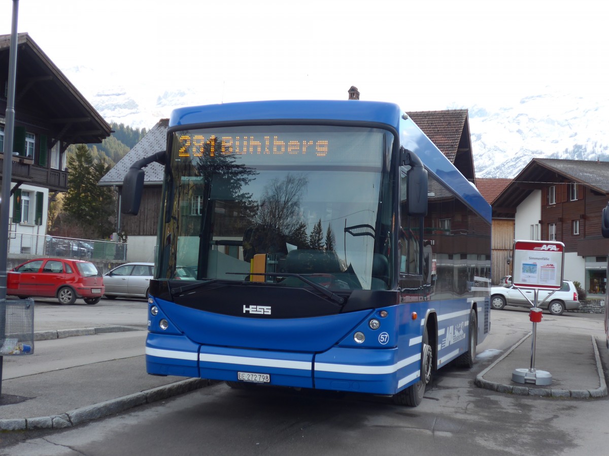 (157'863) - AFA Adelboden - Nr. 57/BE 272'798 - Scania/Hess am 21. Dezember 2014 beim Bahnhof Lenk