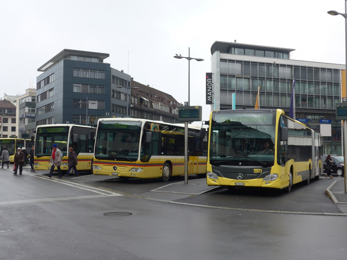 (158'465) - STI Thun - Nr. 161/BE 752'161 - Mercedes am 20. Januar 2015 beim Bahnhof Thun