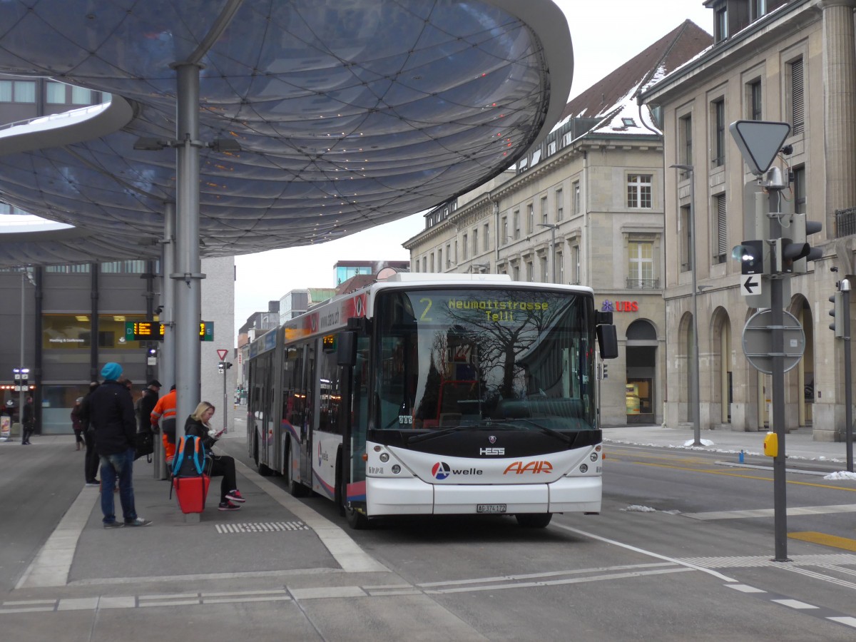 (158'587) - AAR bus+bahn, Aarau - Nr. 172/AG 374'172 - Scania/Hess am 4. Februar 2015 beim Bahnhof Aarau
