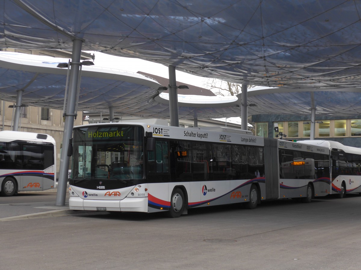 (158'596) - AAR bus+bahn, Aarau - Nr. 164/AG 441'164 - Scania/Hess am 4. Februar 2015 beim Bahnhof Aarau