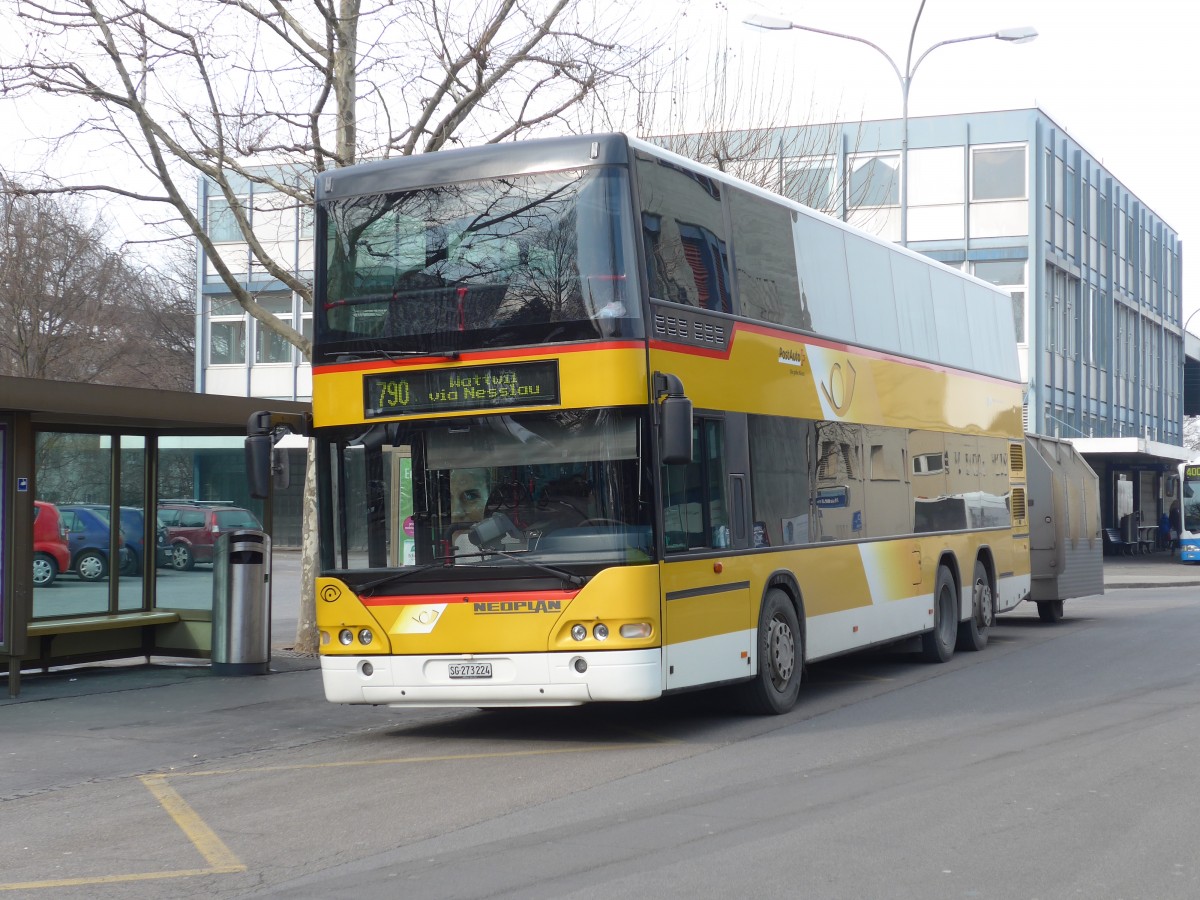 (158'742) - PostAuto Ostschweiz - SG 273'224 - Neoplan (ex P 27'023) am 14. Februar 2015 beim Bahnhof Buchs